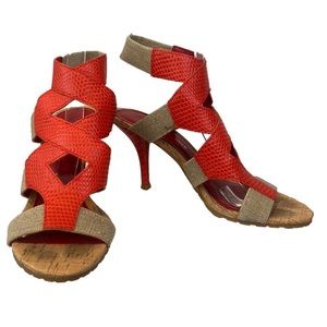Donald Pliner Gwen Orange Tan Sandals size 6 1/2